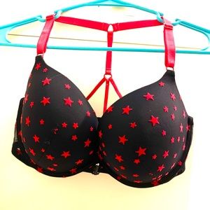 Victoria secret bra, pushup 36DD black/ red stars